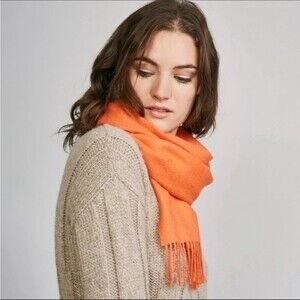 Alpaca Camargo Melon Colored Fringe Scarf NWT